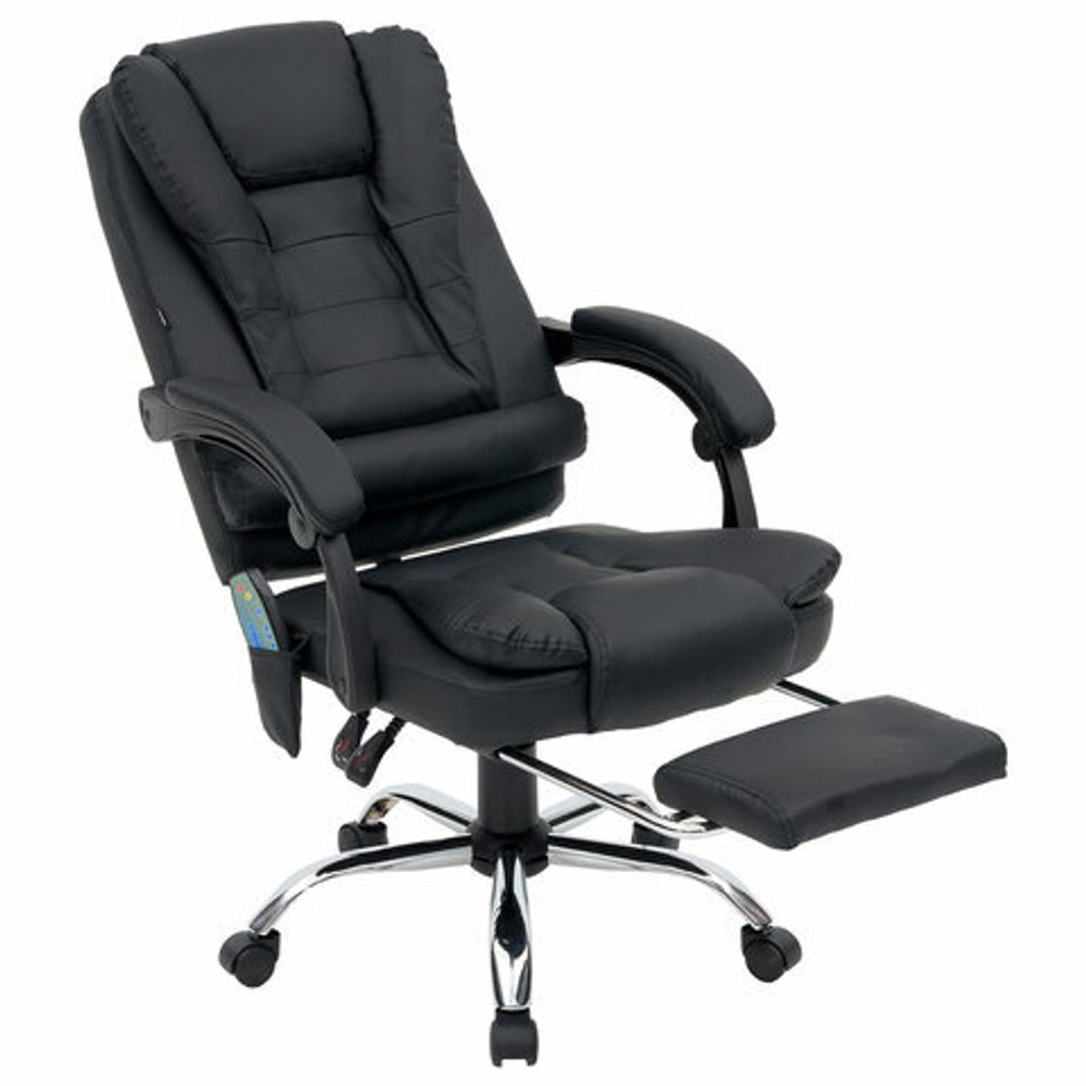Кресло офисное CROMEX (КРОМЕКС) "Lounge MS-007", подножка, 6 массажных модулей, экокожа, черное, 532960