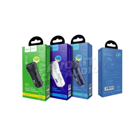 АЗУ 2USB HOCO Z21 Ascender 3400mA пластик чёрный