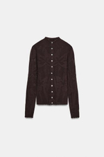Жаккардовый вязаный кардиган - ZARA