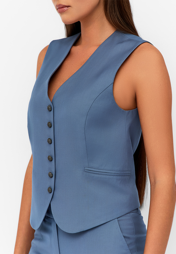 Жилет MYLENE из шерсти с шелком серо-голубого цвета