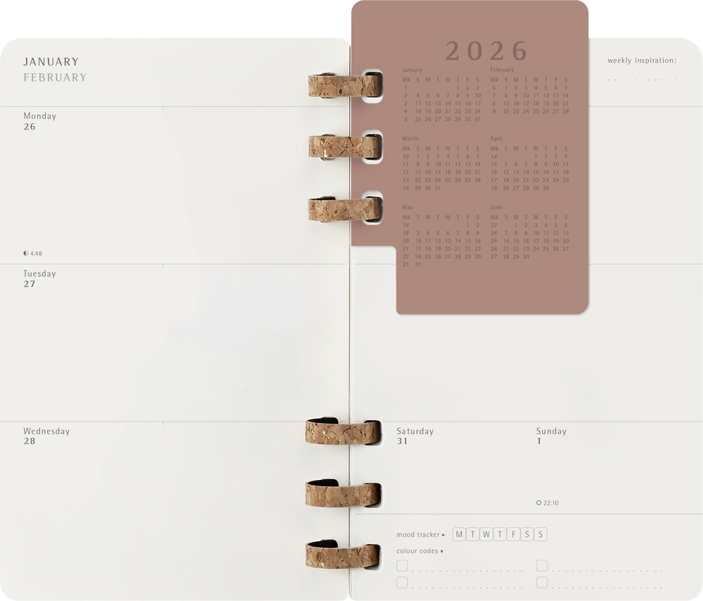 Еженедельник Moleskine SPIRAL Large 130х210мм PP 200стр спираль пробковая черный (DSSPB12MWH3)