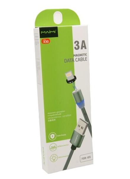 Кабель USB - Lightning MAIMI X30 Magnetic (серый) 1м