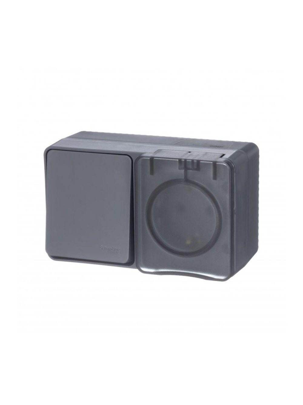 Блок ОП AtlasDesign PROFI IP54 (розетка 1-м 16А заземл. защ. шторки + 1-кл. выключатель 10А) антрацит SE ATN544070