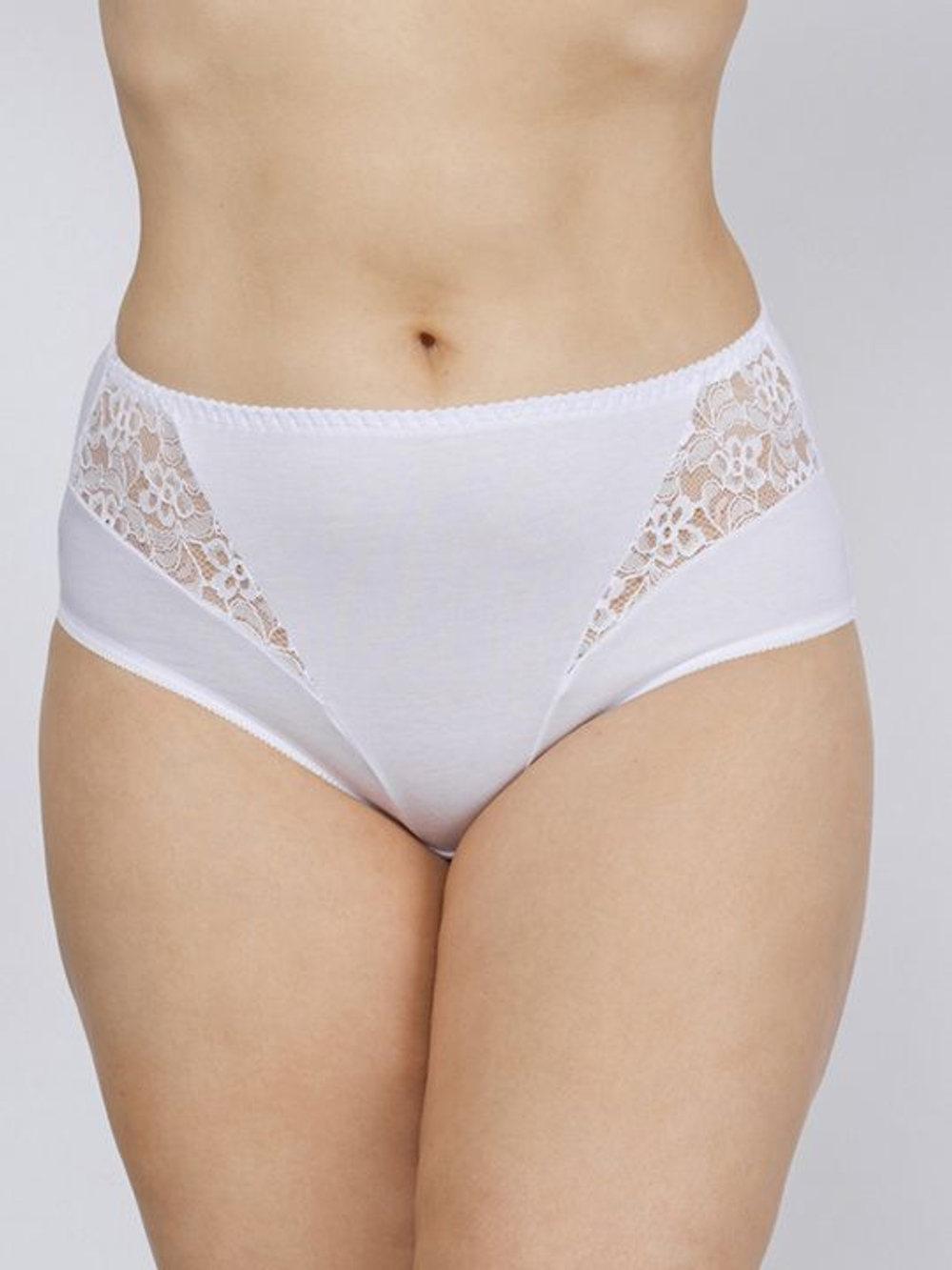 Трусы-слипы с элементами из кружевного полотна (Размер: 62) (Цвет: пудровый)