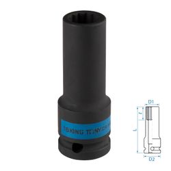 KING TONY (443015M) Головка торцевая ударная глубокая двенадцатигранная 1/2", 15 мм