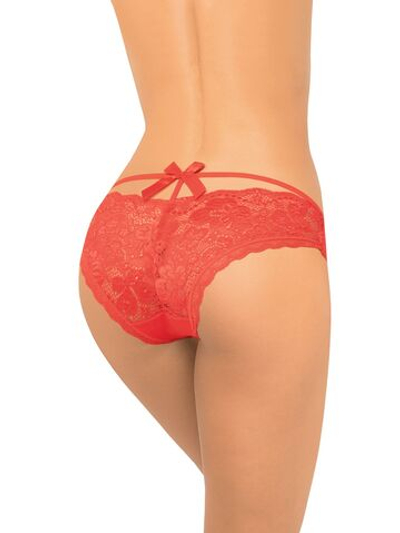 Оригинальные трусики-слипы с атласным бантом сзади (Размер: L) (Цвет: темно-синий)