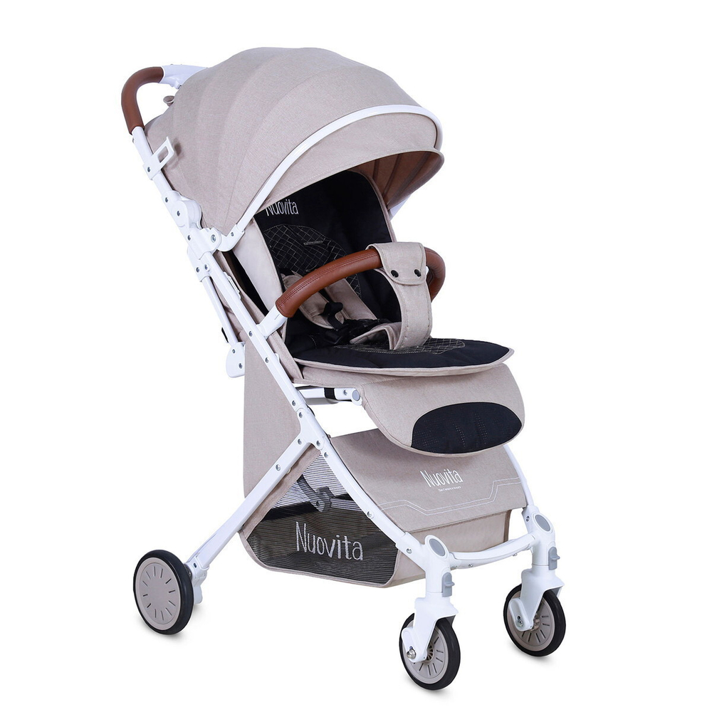 Детская прогулочная коляска Nuovita Giro Lux Beige, Bianco / Бежевый, Белый