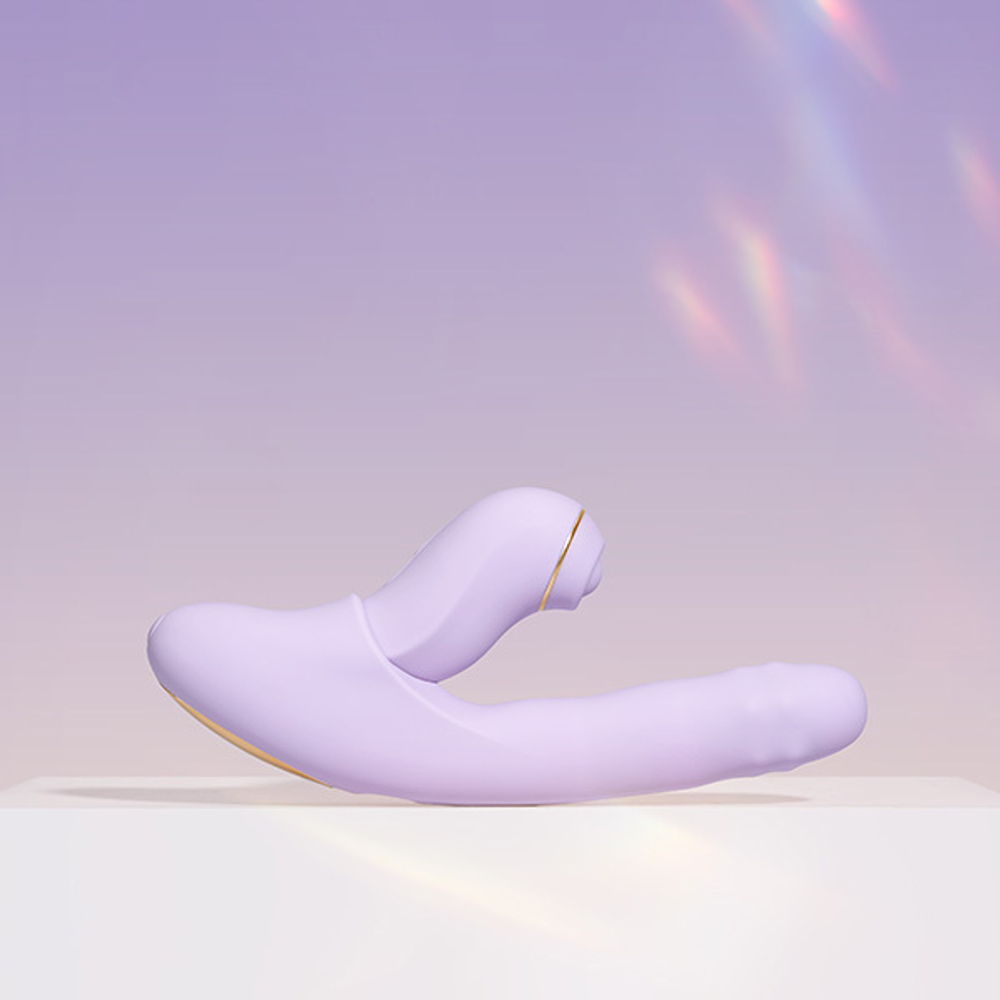 Интерактивный вибратор-кролик 19,6 см со съемным клиторальным пульсатором Svakom Duoglow App-Controlled Silicone Dual Vibrator SL278H