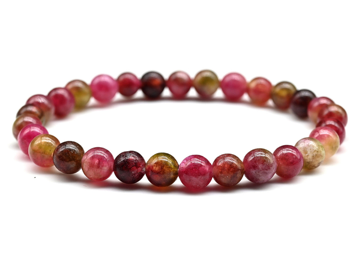 Браслет Кальцит тонированный шар 5-6 мм цвет клубничный