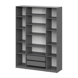 Шкаф распашной с наполнением (11 полок + 2 ящика + штанга) ШК 5 (1600), Графит