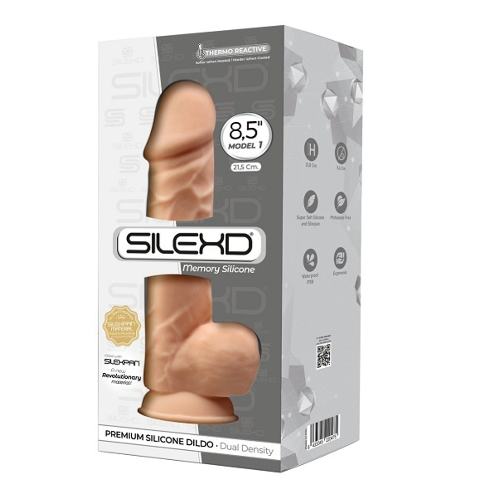 Телесный фаллоимитатор-реалистик 21,5см на присоске с мошенкой SilexD Premium Silicone Dildo 8,5" Model 1