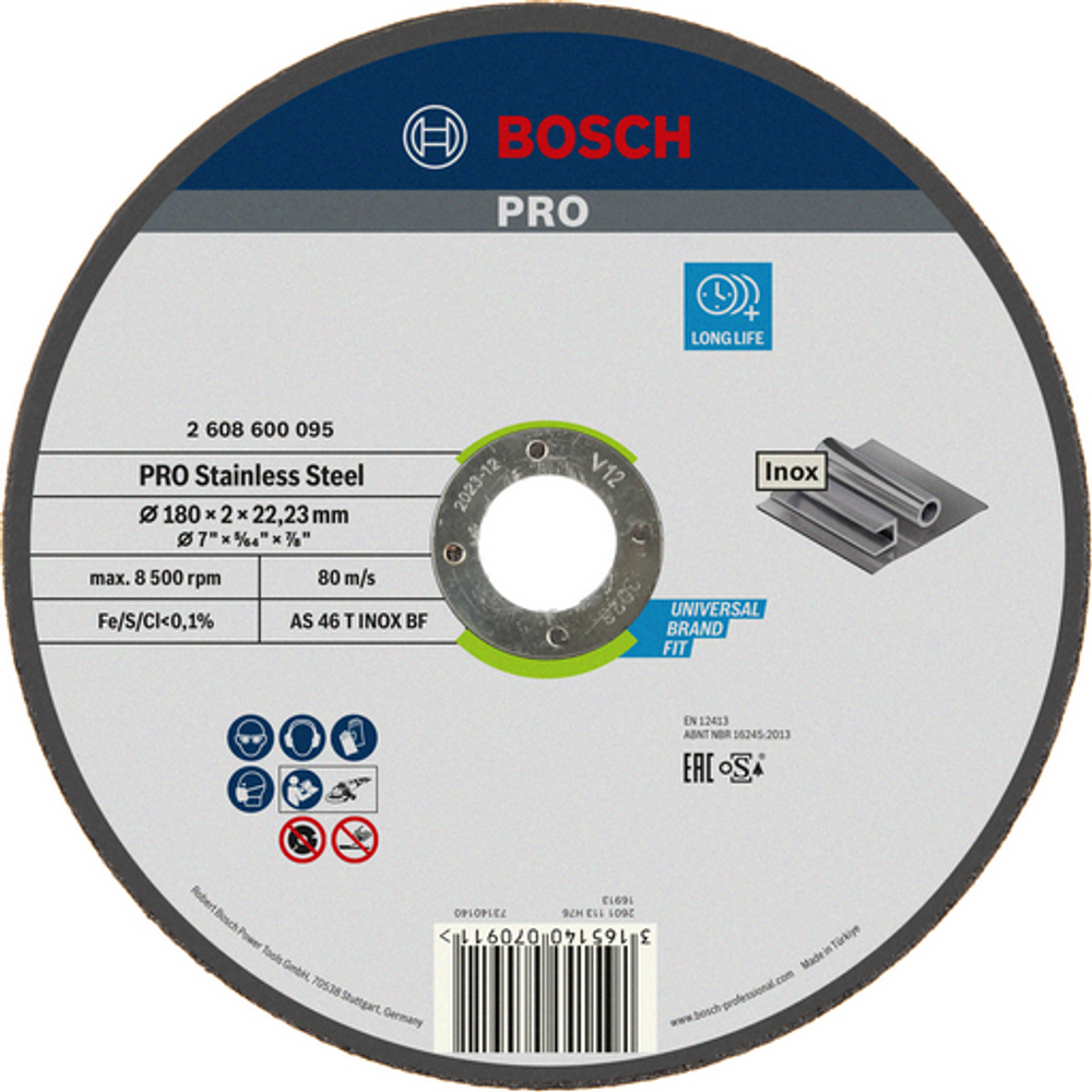 Отрезной диск PRO Stainless Steel, 180х2x22,23 мм BOSCH 2608600095