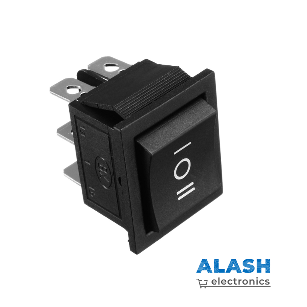 клавишный переключатель черный KCD4 16A 250V/20A 125V одинарный 6 контактов 25x31мм