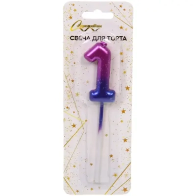 Свеча для торта Цифра Космос «1» 11 см