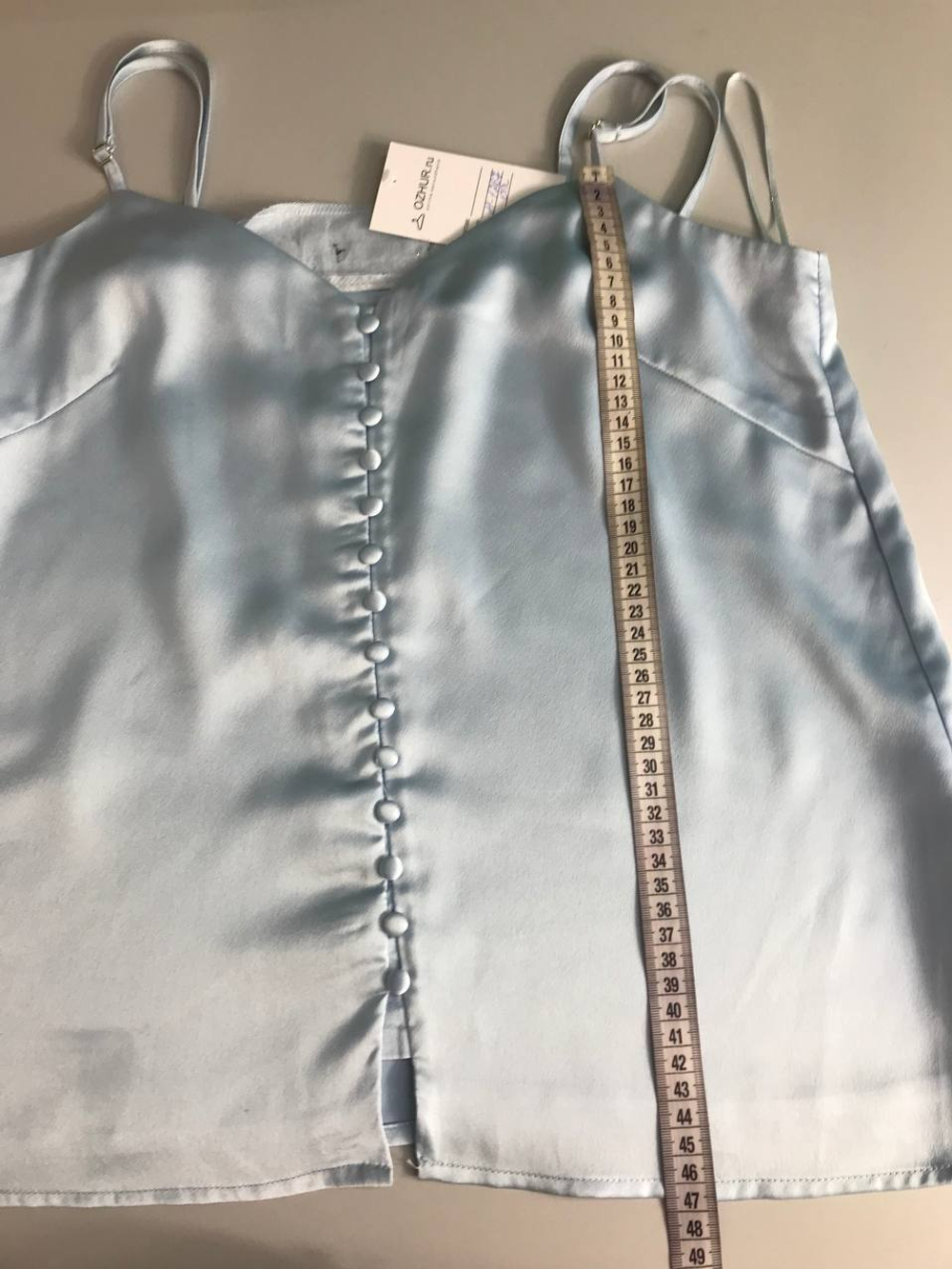 Блузка Incity атласная, в бельевом стиле, нежно-голубого оттенка 46 размер