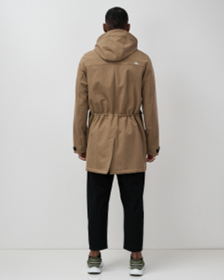 Парка спортивная мужская с капюшоном softshell бежевого цвета 9565B