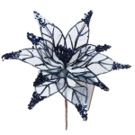 Украшение новогоднее «Пуансеттия - Искристый цветок» 20 см, Сапфир