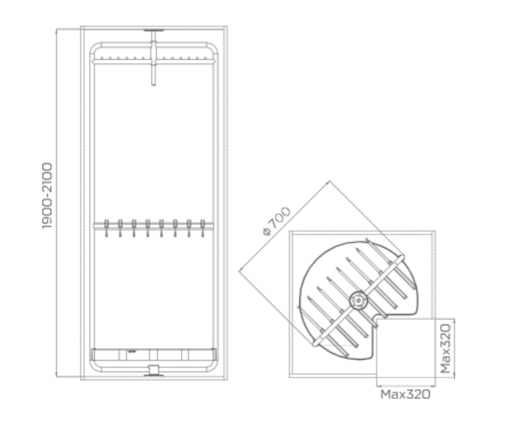 Круглая угловая вешалка для одежды СЕРИЯ B (Морская волна)