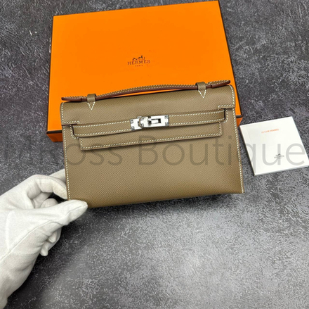 Коричневая сумка Hermes Kelly Pochette