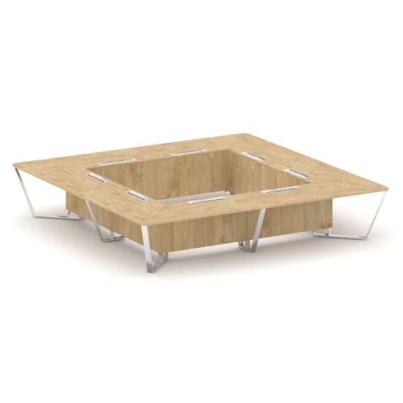 Steel Meet Стол переговорный квадратный MD-PR.B.SP-20K2 Тиквуд Светлый/Нержавеющая Сталь/Хром 4000*4