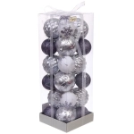 Новогодние шары «Изыск» 8/6 см (набор 18 шт), Графит/Серебро/Белый