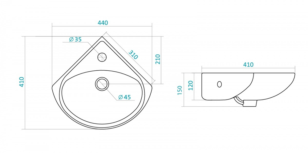 Умывальник угловой Santek Ирис 36