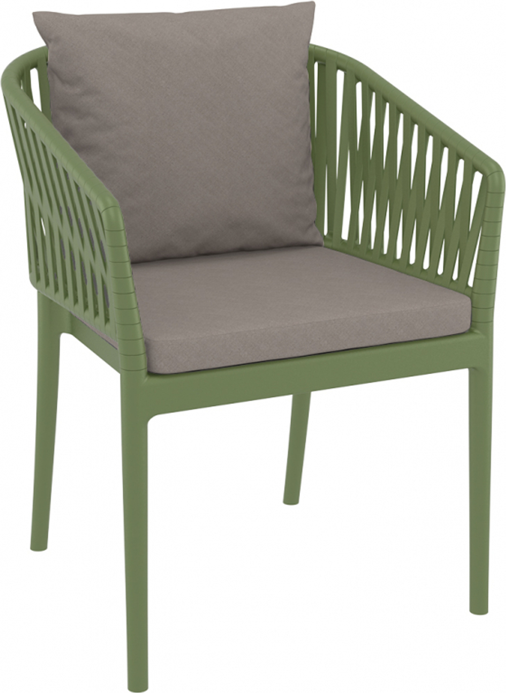 Кресло пластиковое с подушками Siesta Contract Portofino, оливковый, светло-коричневый