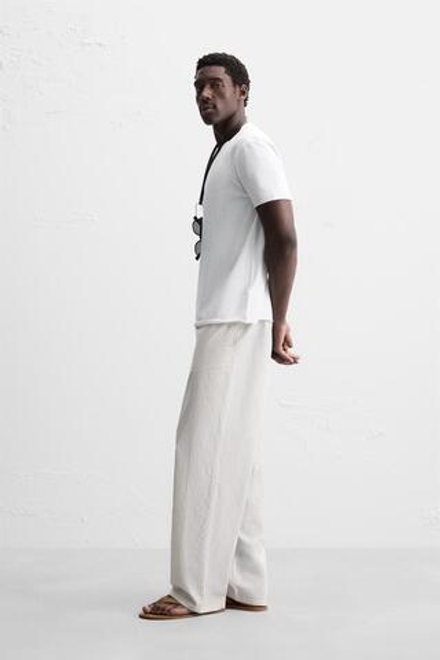 ZARA ФУТБОЛКА С НЕРОВНОЙ НИЖНЕЙ КРОМКОЙ, БЕЛЫЙ