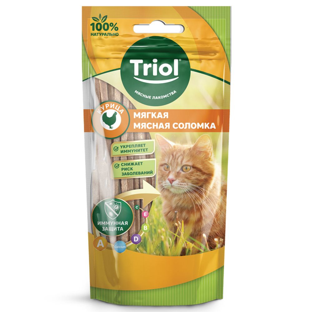 Лакомство Triol для кошек «Мягкая мясная соломка из курицы», 40г Лакомство Triol для кошек «Мягкая мясная соломка из курицы», 40г
