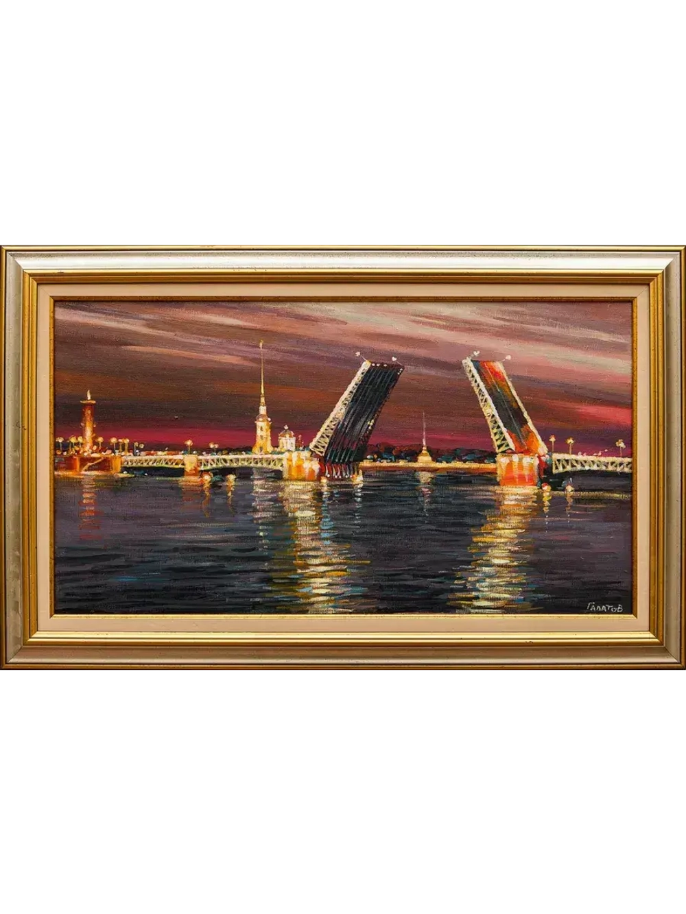 Картина маслом "Река Нева. Дворцовый мост" Галатов