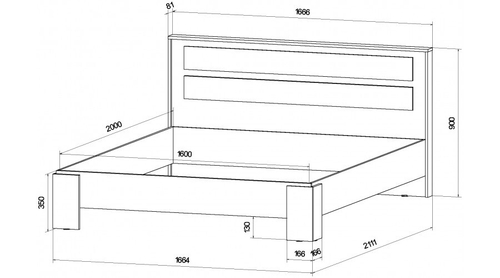Ленора Кровать 1600 Дуб вотан / Графит