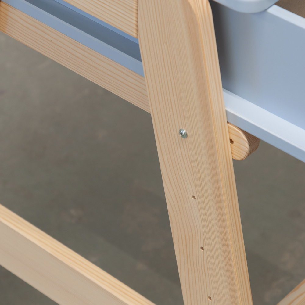 Письменный стол Чек для школьника 94х64х75 см, многоуровневая парта с 2 ящиками на ножках из массива сосны, МДФ синий