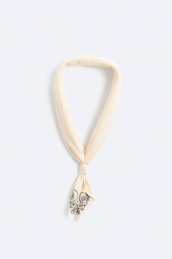 ZARA БАНДАНА С ЭФФЕКТОМ ПОТЕРТОСТИ И ВЫШИВКОЙ, ЭКРЮ