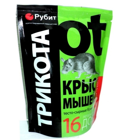 Средство от грызунов Рубит Три Кота тесто-сырные брикеты, 16 доз, 150 г. (1/50шт)