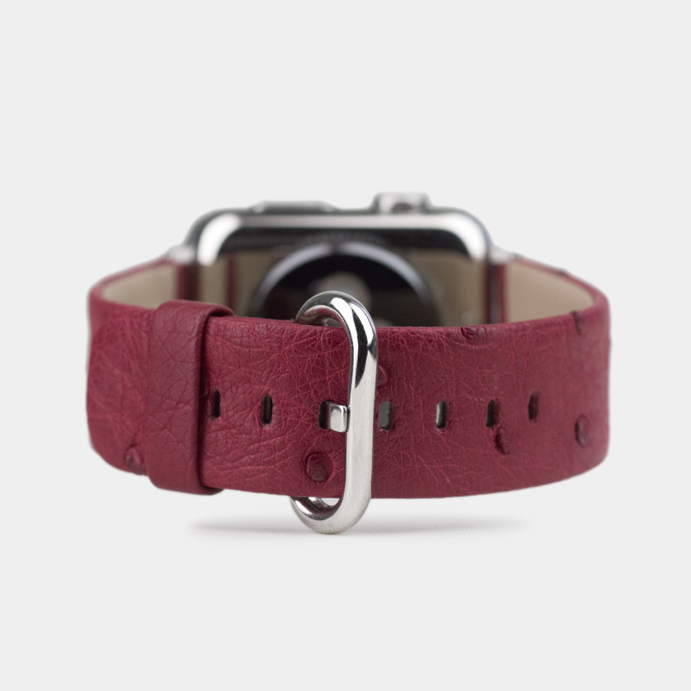 Ремешок для Apple Watch 44/45/46 mm из кожи страуса, цвета фуксии