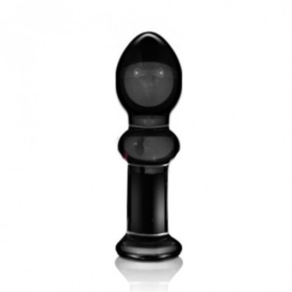 Стеклянный анальный стимулятор, чёрный