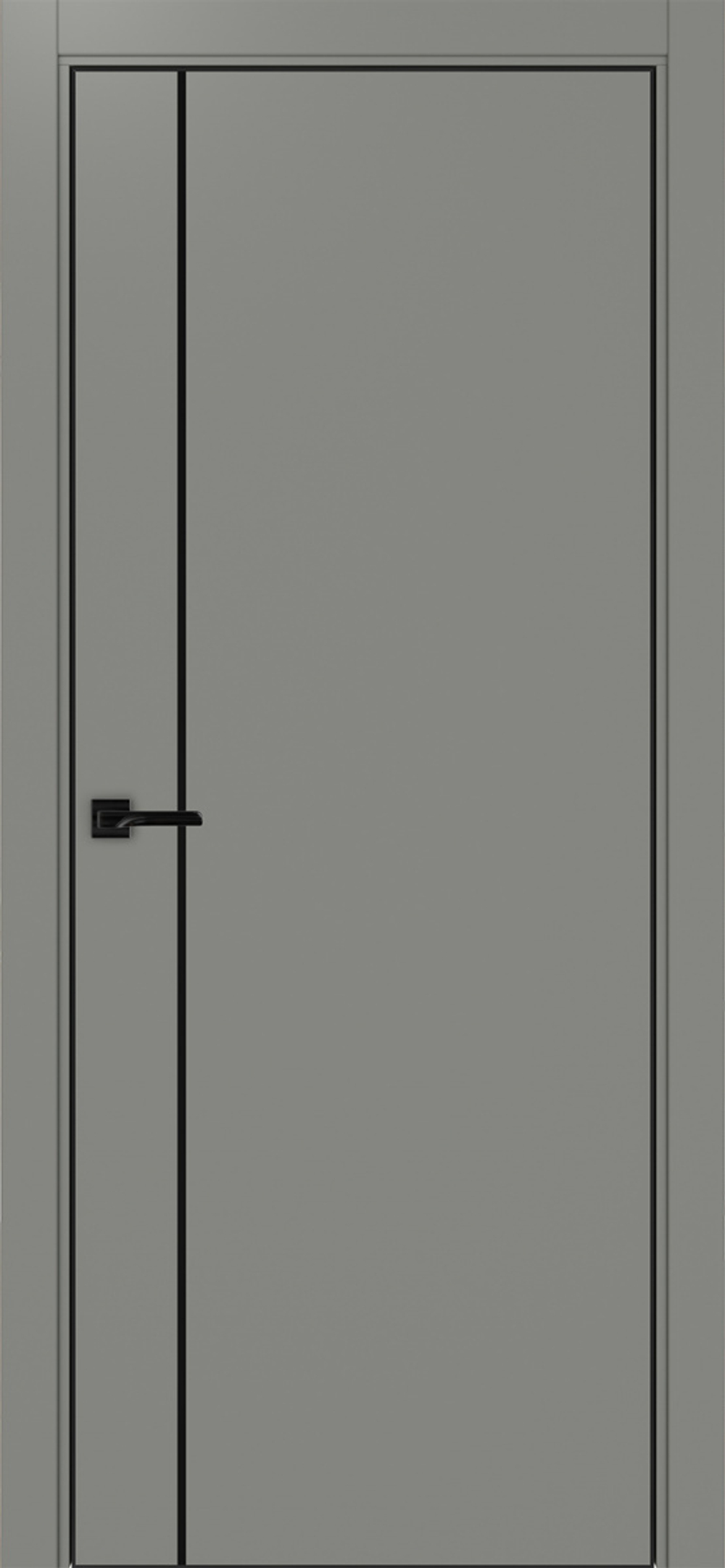 Межкомнатная дверь Optima Porte НЕАПОЛЬ 204 Молдинг SB (чёрный), Алюминиевая кромка SB (матовый чёрный) с 4-х сторон