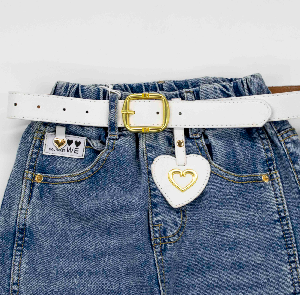 джинсы на резинке клеш Сердечки 4458