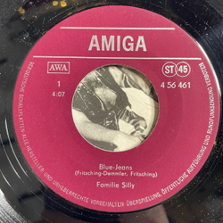 Винтажная виниловая пластинка LP Familie Silly Blue Jeans, Pack Deine Sachen (ГДР 1980) 7 дюймов, 45 RPM, Single
