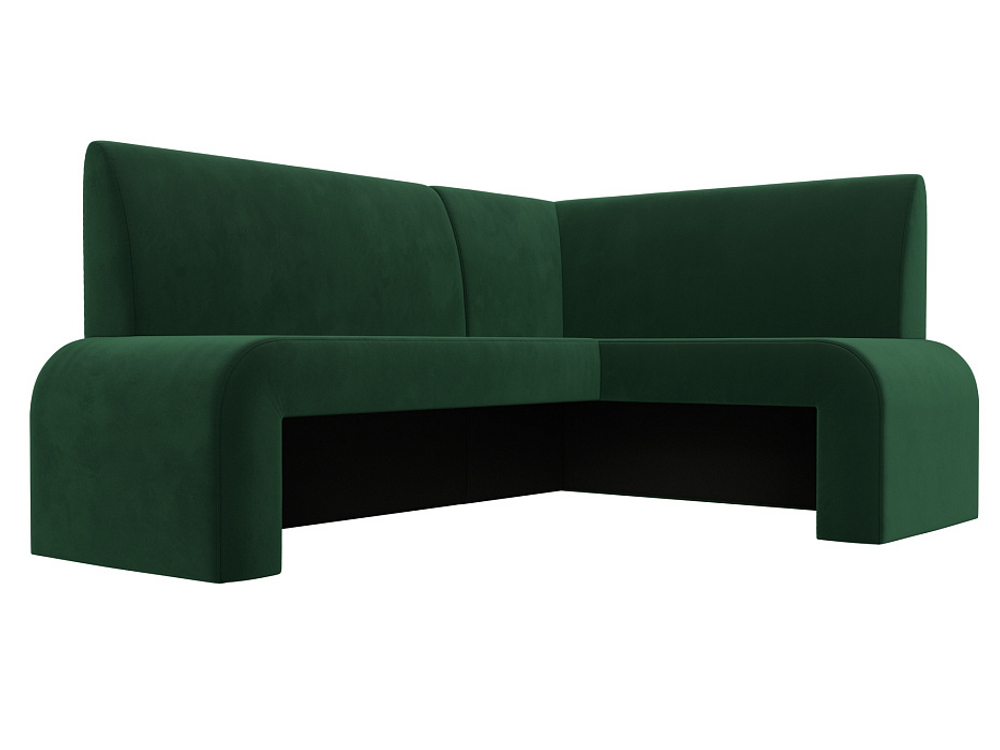 Диван кухонный угловой Кармен правый угол, Зеленый, Велюр, 126130