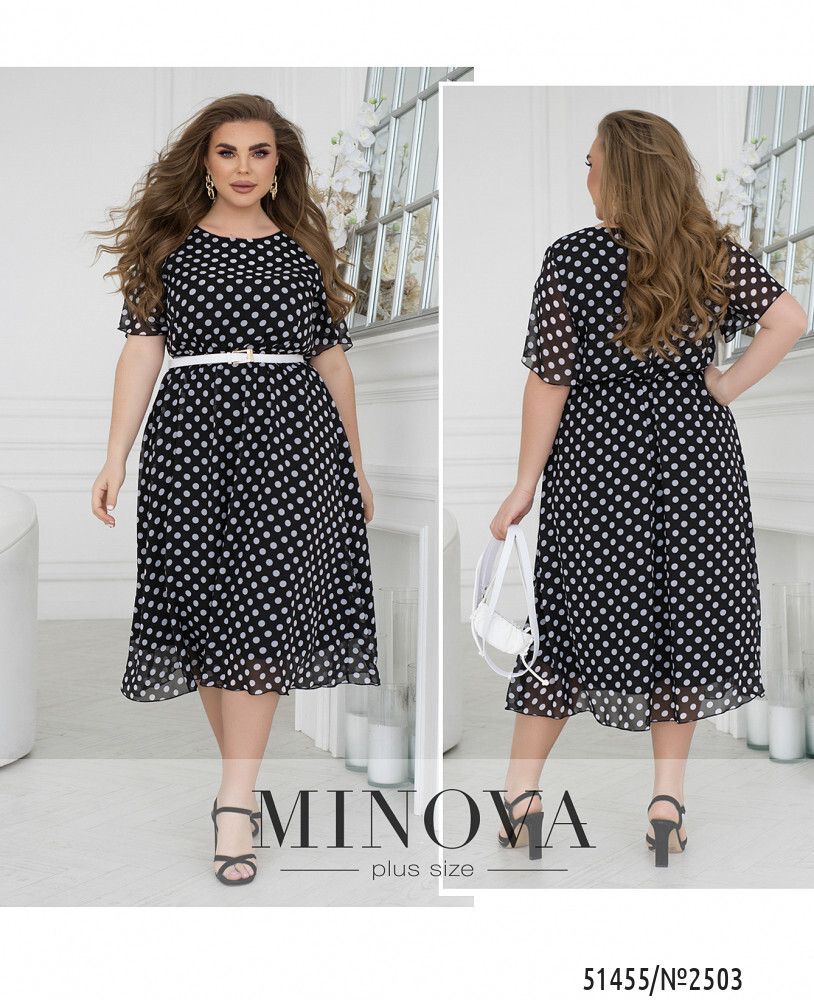 Платье 2503-черный горошек Minova