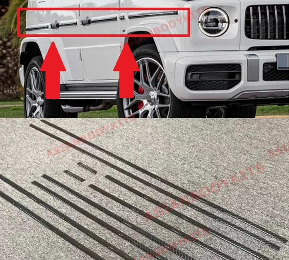 Глянцевые красные и черные молдинги с логотипом для Mercedes-Benz G-Class 2018+ (10 шт.) Мерседес Гелик гелентваген