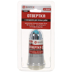 Набор отверток для точных работ, 11 пр, Bartex, трехкомпонентная ручка, с насадками, пенал, AI-30040, шт