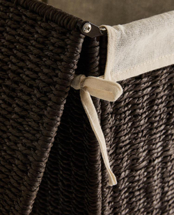 ZARA HOME КОРЗИНА ДЛЯ БЕЛЬЯ, С ПОДКЛАДКОЙ ИЗ ТКАНИ, КОРИЧНЕВЫЙ