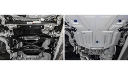Защита КПП Rival для Volkswagen Touareg III (V - 2.0 TSI (249 л.с.); 3.0 TSI (340 л.с.); 3.0TDI (249 л.с.)) (вкл. пакеты "Движение по бездорожью" и "Подвеска Pro") 2018-н.в. (устанавл-ся совместно с 333.5870.1), штампованная, алюминий 4 мм, с крепежом, 333.5871.1