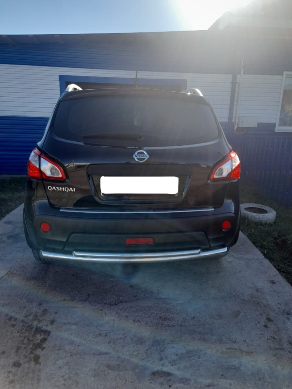 Защита заднего бампера (нержавейка) Nissan Qashqai (2010-2013) d57+d42