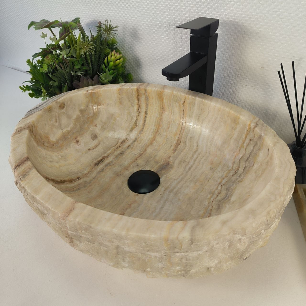 Каменная раковина из оникса Erozy Green EO-04735 (52*42*15) 0162 из натурального камня