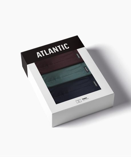 Трусы мужские боксеры (3шт), Atlantic 3MH-048, хлопок, баклажан + зеленый лес + темно-синий