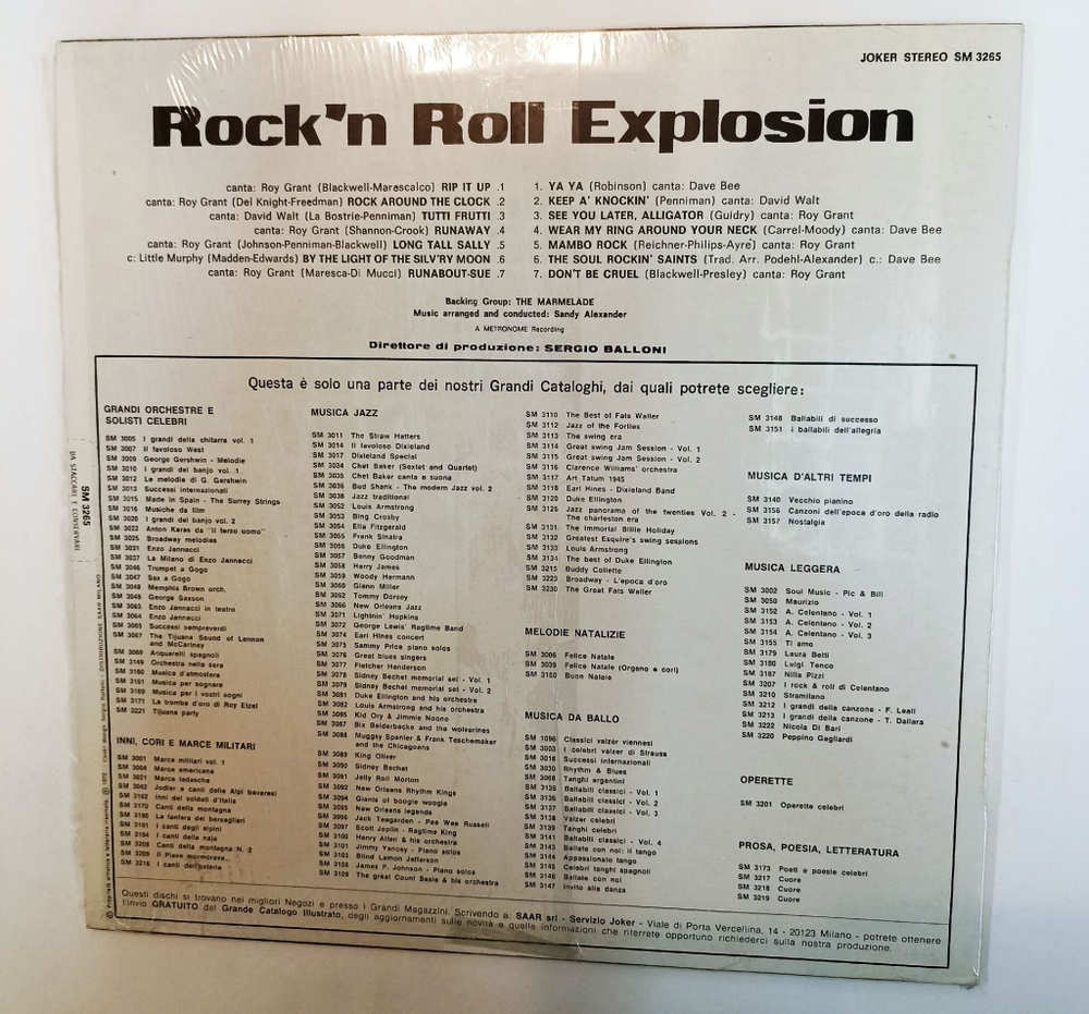 Винтажная виниловая пластинка LP Сборник Rock n Roll Explosion (Italy 1972)
