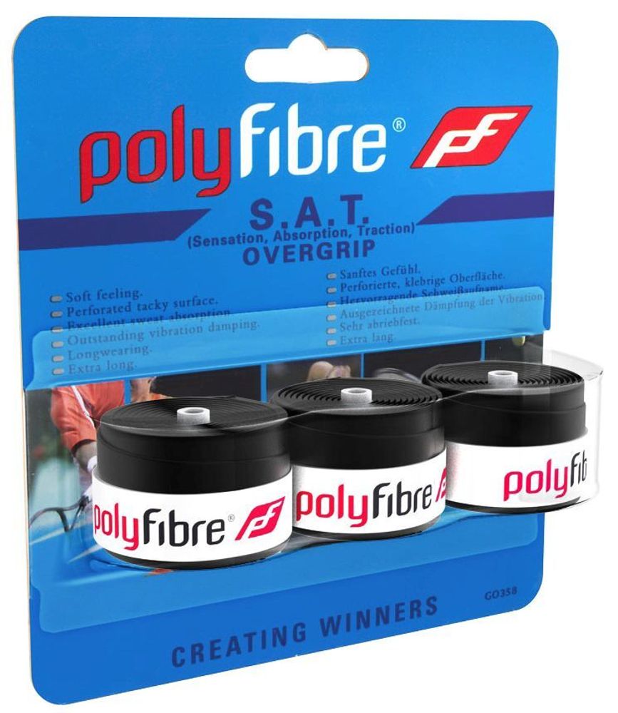 Теннисные намотки Polyfibre S.A.T. Overgrip 3P - черный